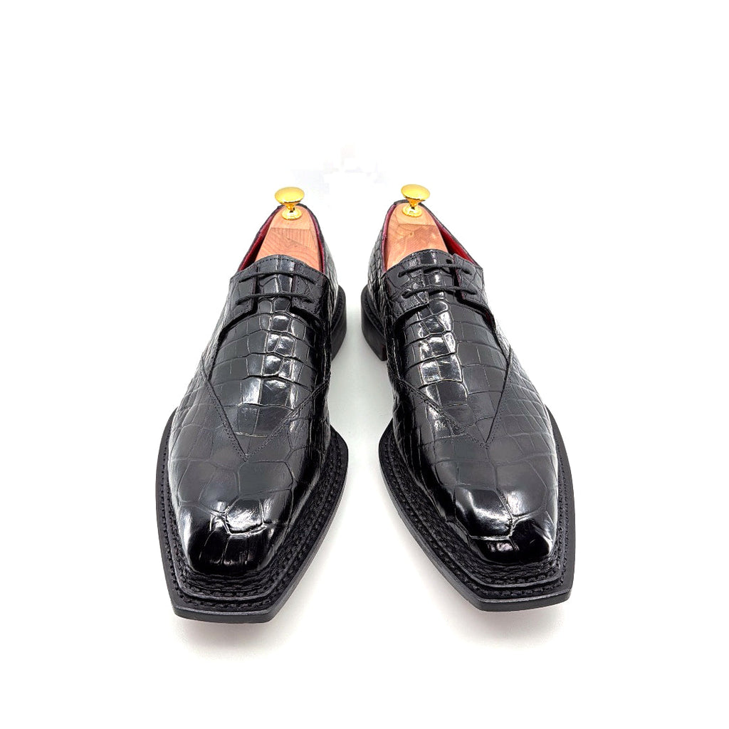 Maurice Legend Custom Made Alligator Lace-Up Shoe - Black