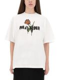 Marni Women White Cotton T-Shirt With Tulip Print