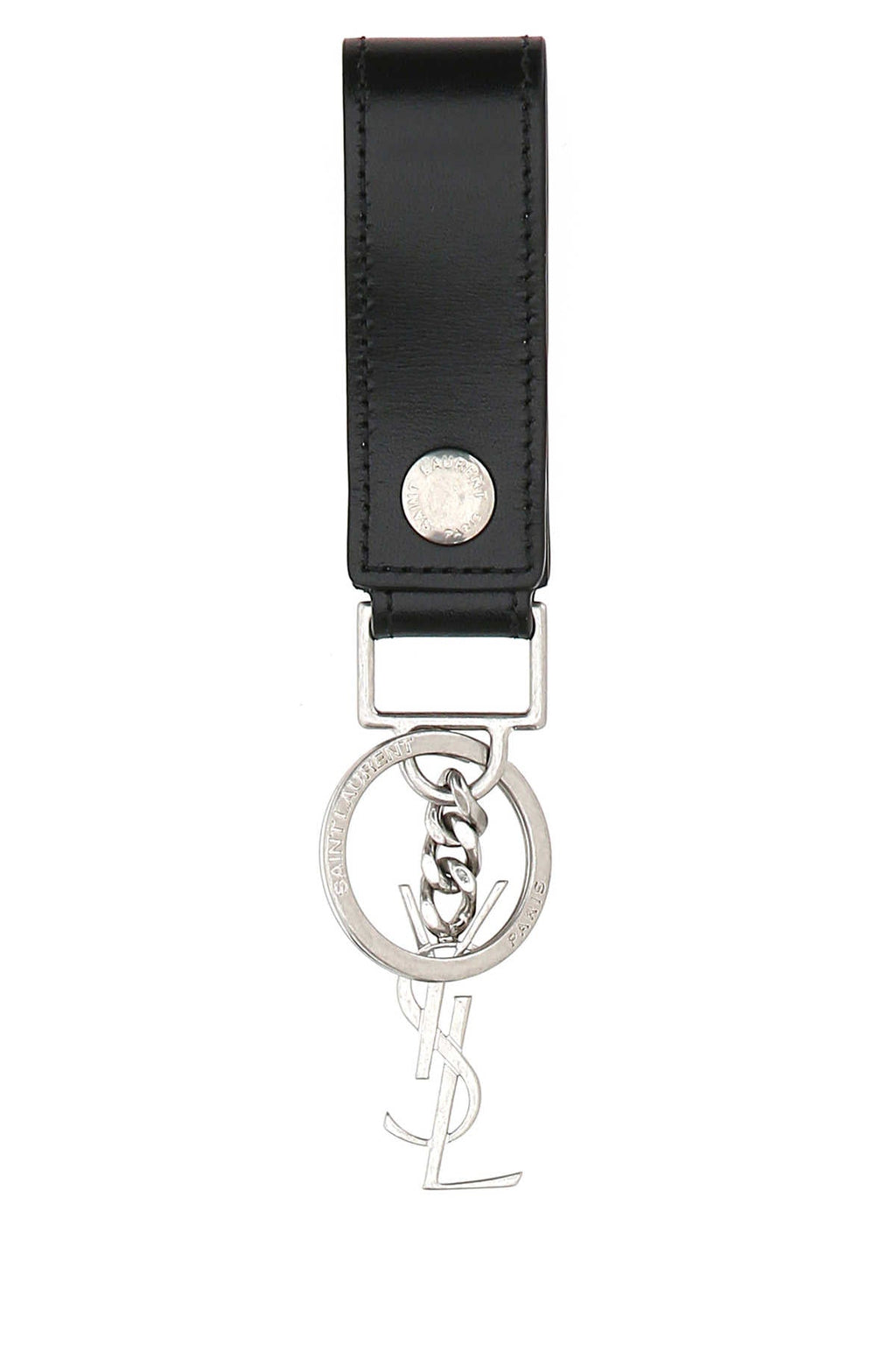 Saint Laurent Men Black Leather Monogram Key Ring