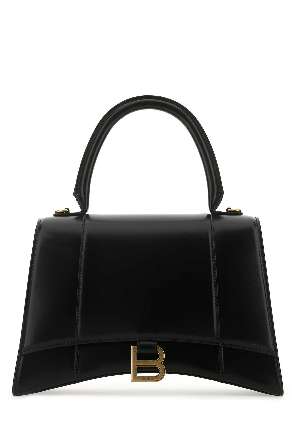 Balenciaga Women Black Leather Medium Hourglass Handbag