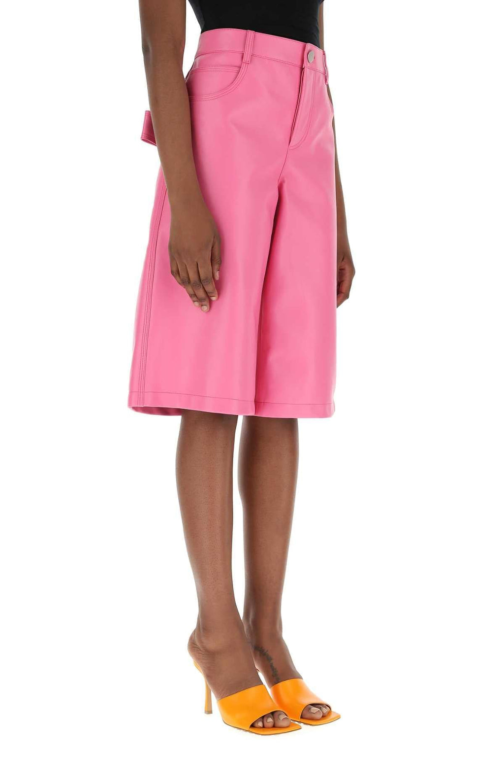 Bottega Veneta Women Pink Nappa Leather Bermuda Shorts
