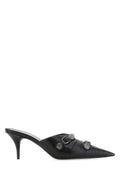 Balenciaga Women Black Leather Cagole Mules