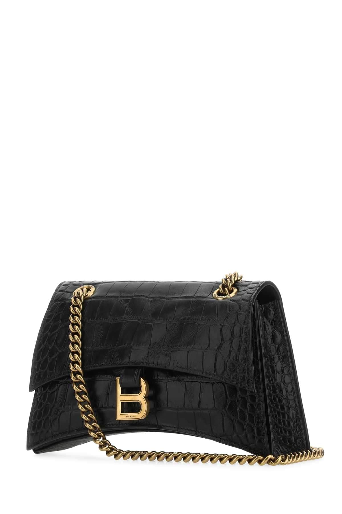 Balenciaga Women Black Leather Crush S Shoulder Bag