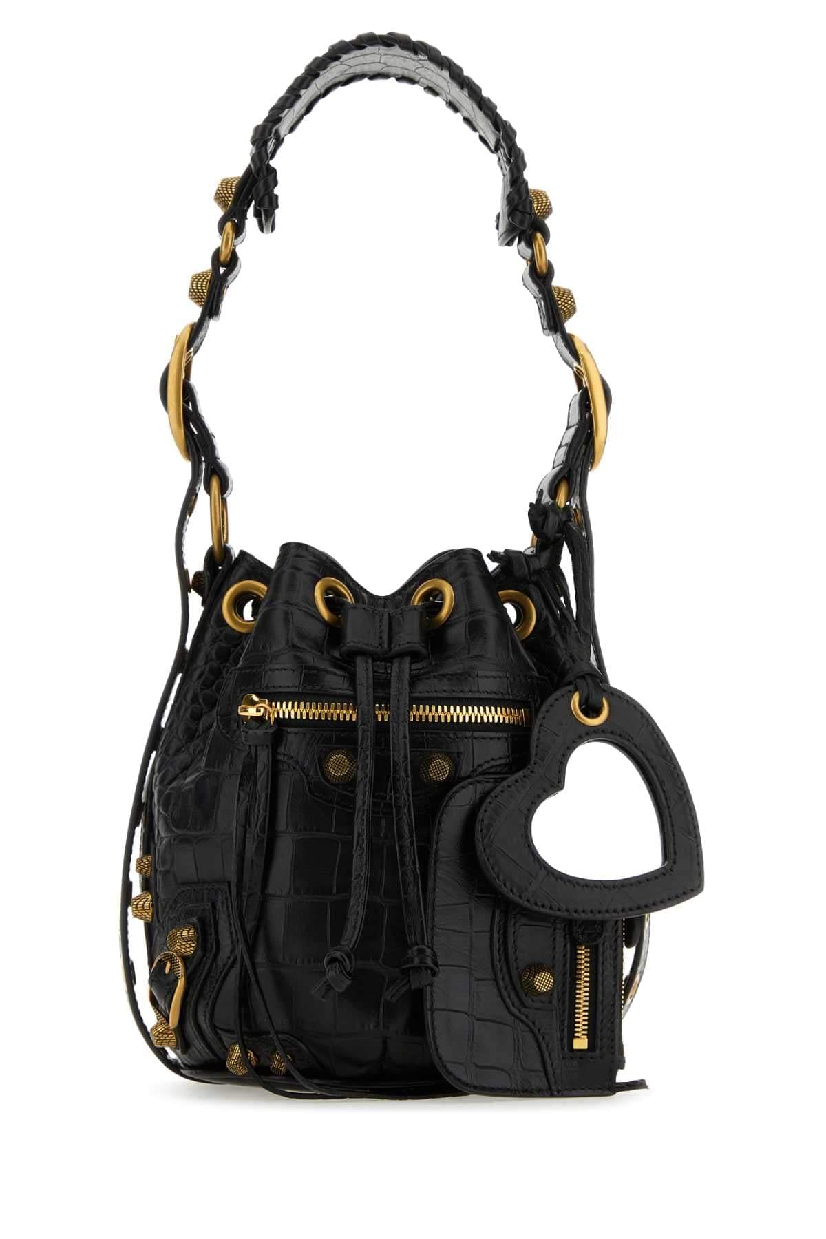 Balenciaga Women Black Leather Le Cagole Xs Bucket Bag