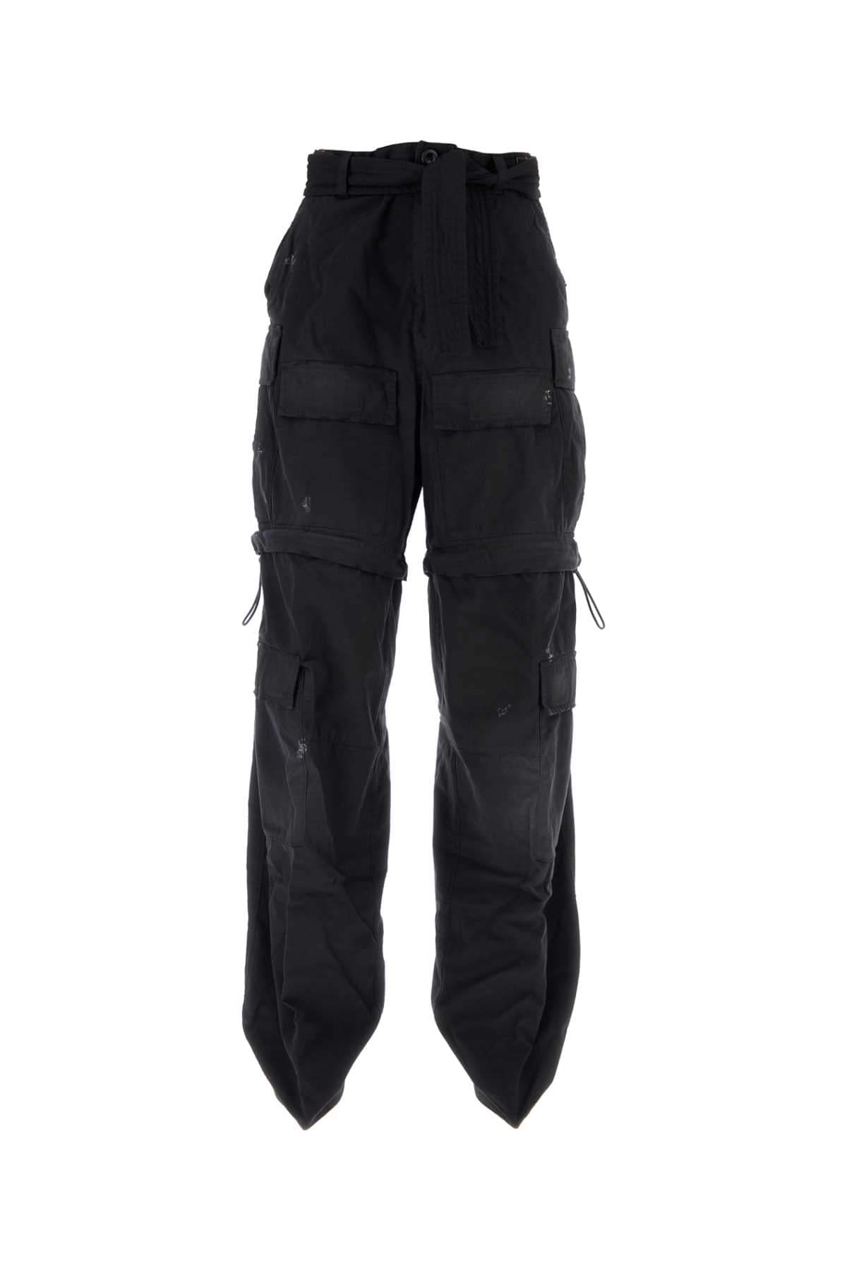 Balenciaga Women Black Cotton Knife Cargo Pantaboots