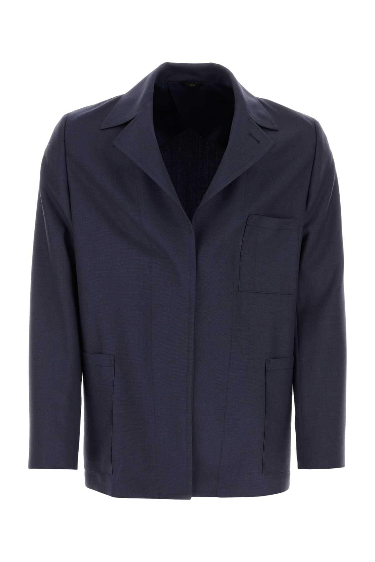 Fendi Men Blue Wool Blazer