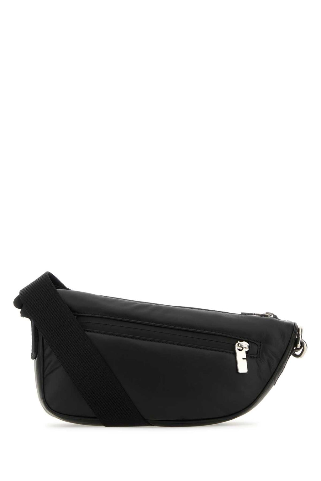 Burberry Men Black Leather Shield Crossbody Bag