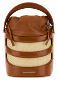 Alexander Mcqueen Women Two-Tone Leather And Raffia The Rise Bucket Bag