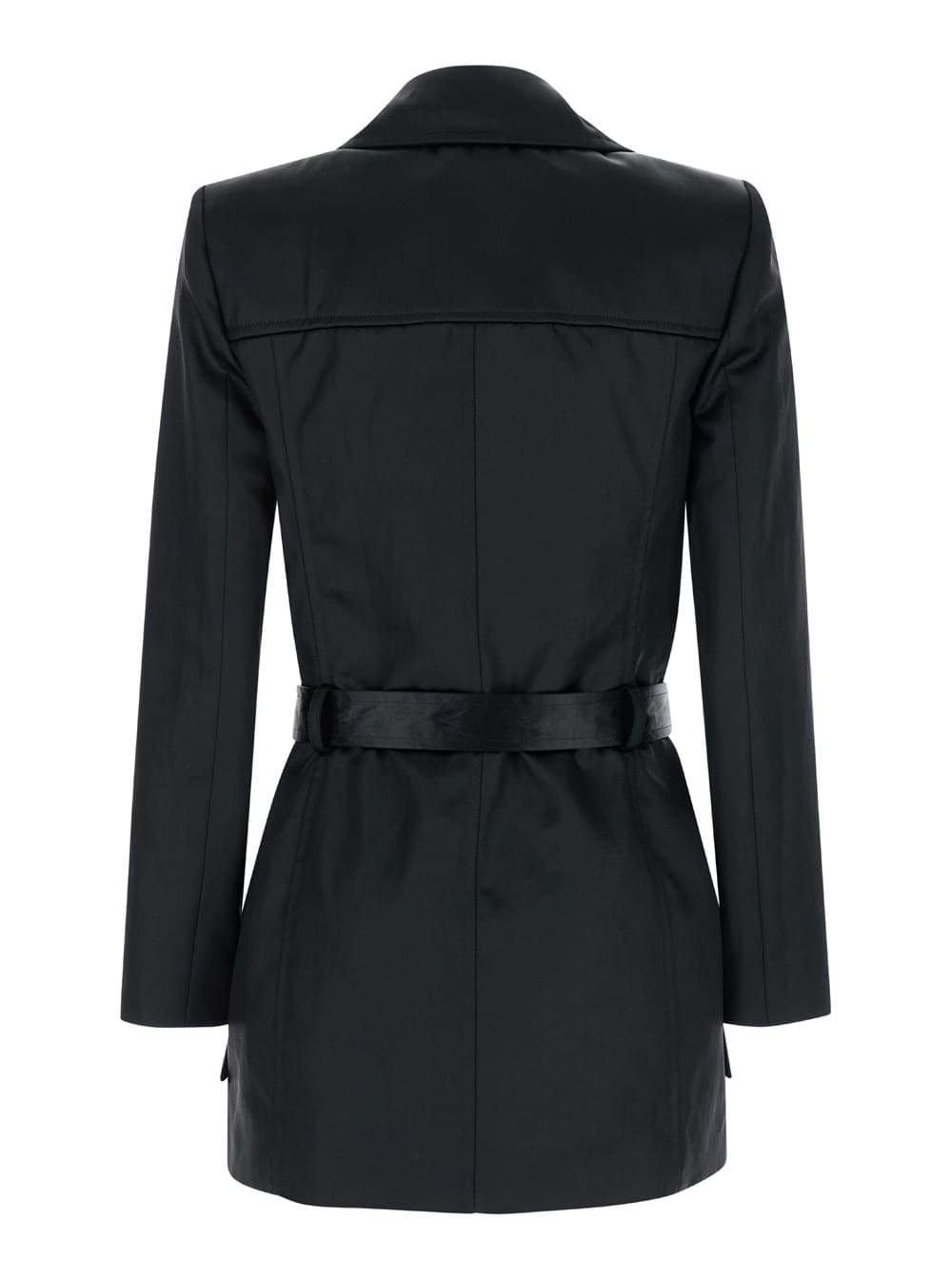 Saint Laurent Women Black Double-Breasted Jacket In Cotton Woman