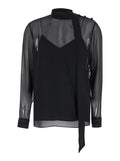 Gucci Women Black Blouse With High Pussy Bow Neck In Silk Georgette Woman