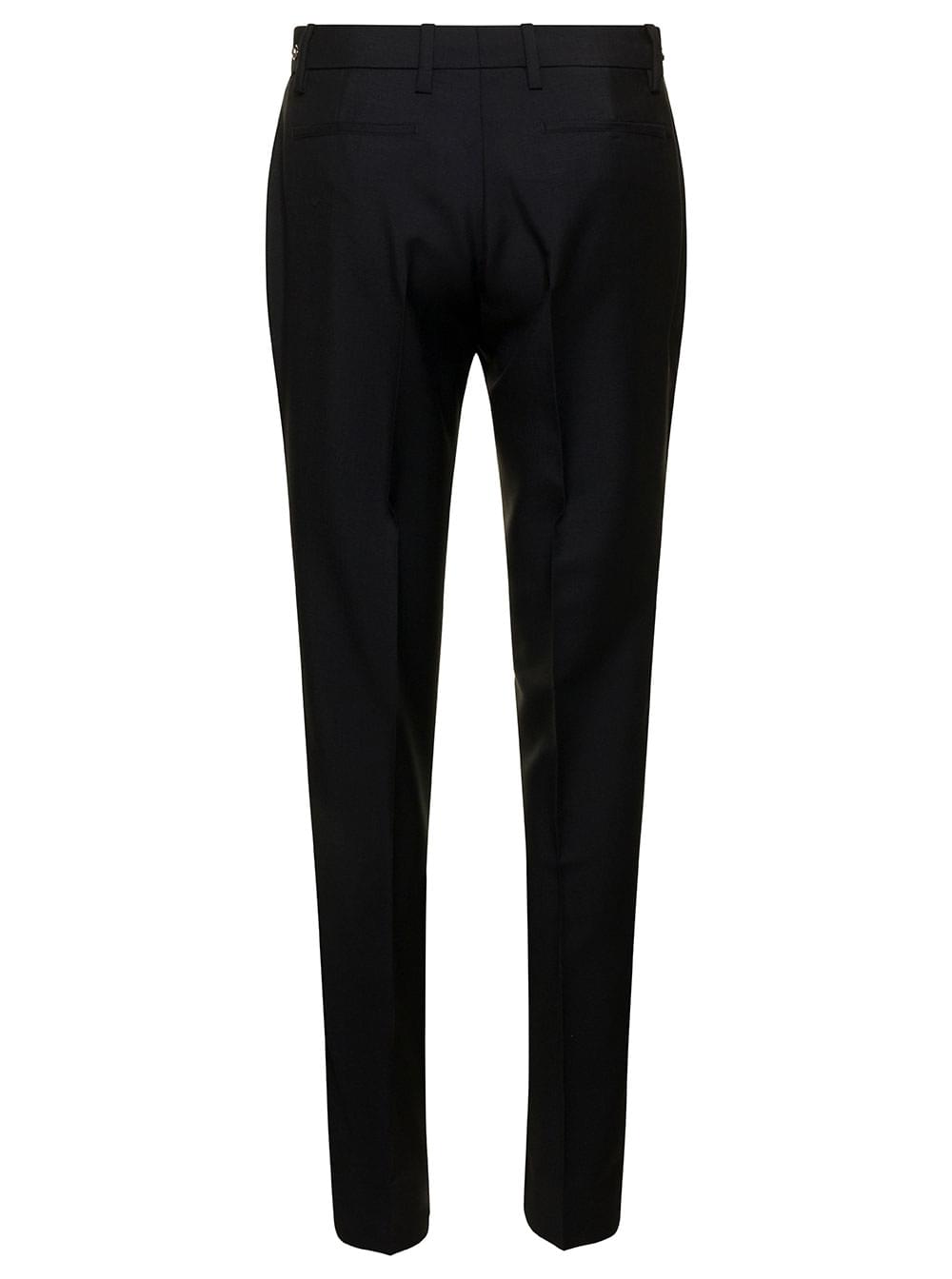 Gucci Women Black Slim Pants With Horsebit Detail In Mohair And Wool Woman