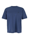 C.P. Company Men Blue Crewneck T-Shirt With Logo Embroidery On The Front In Cotton Man
