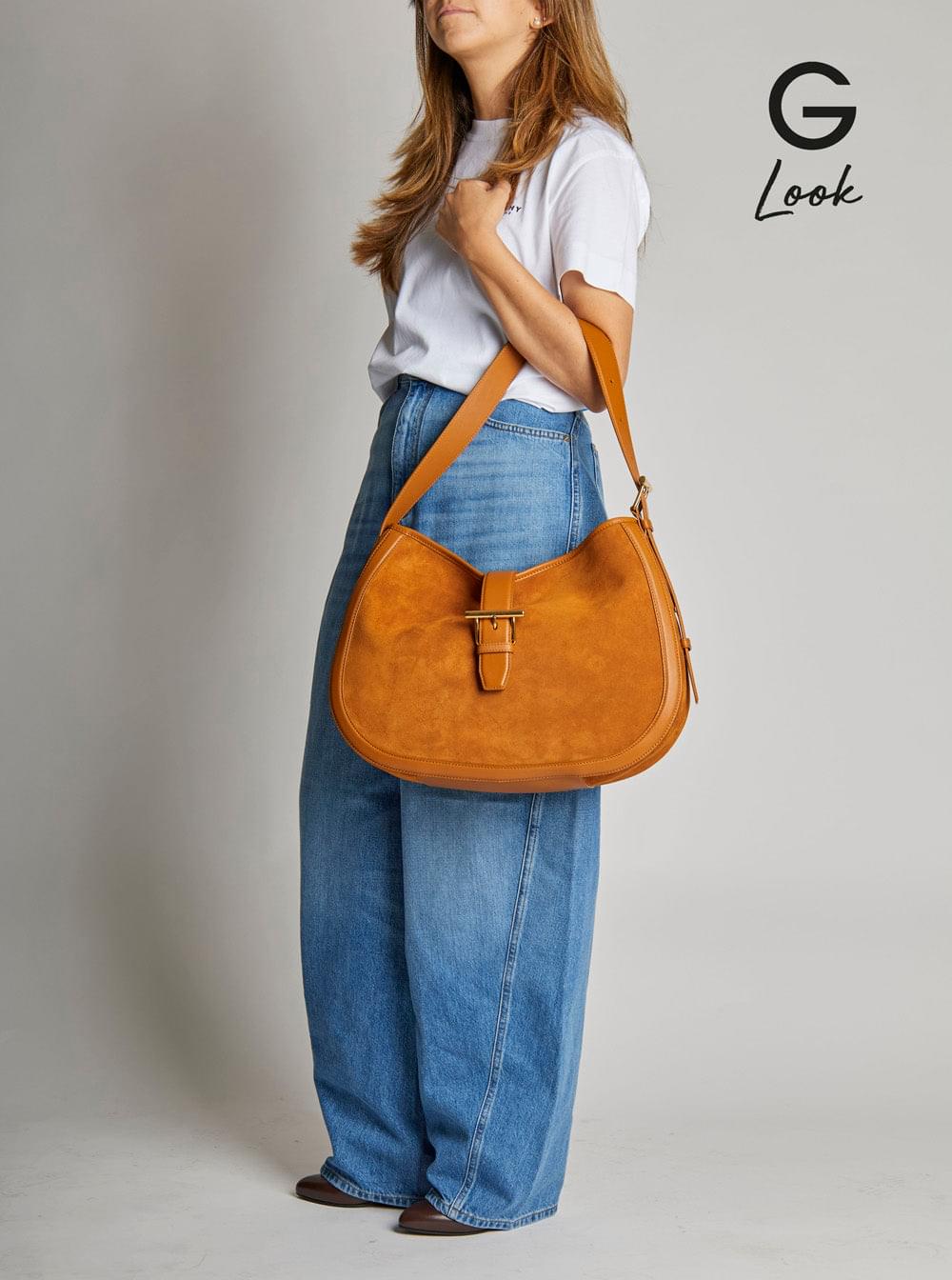 Alexander Mcqueen Women Brown Shoulder Bag With Adjustable Shoulder Strap And T Buckle Closure On The Front In Suede Woman