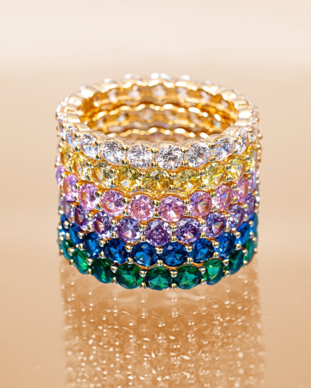 Sterling Silver Gracie Pink Sapphire CZ Eternity Ring