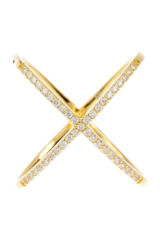 Sterling Silver CZ Criss Cross Ring