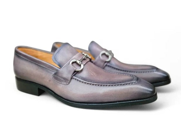 Carrucci Calfskin Loafer - Grey