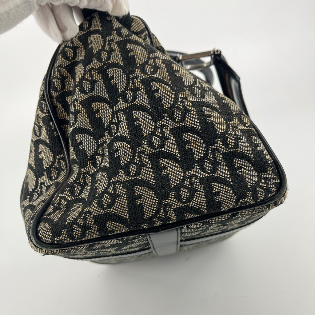 Christian Dior Black Canvas x Leather Trotter Mini Boston Bag #7700