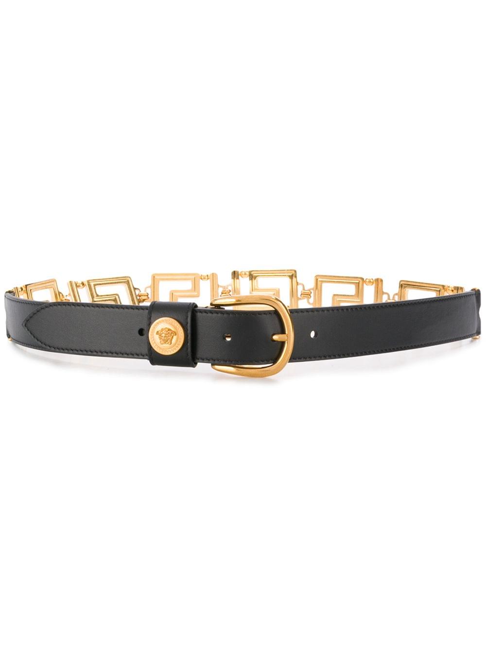 Versace Women Belt With Greek Key Buckle
