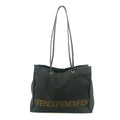 Fendi Shoulder Bag Zucchino Canvas Leather Black #9207