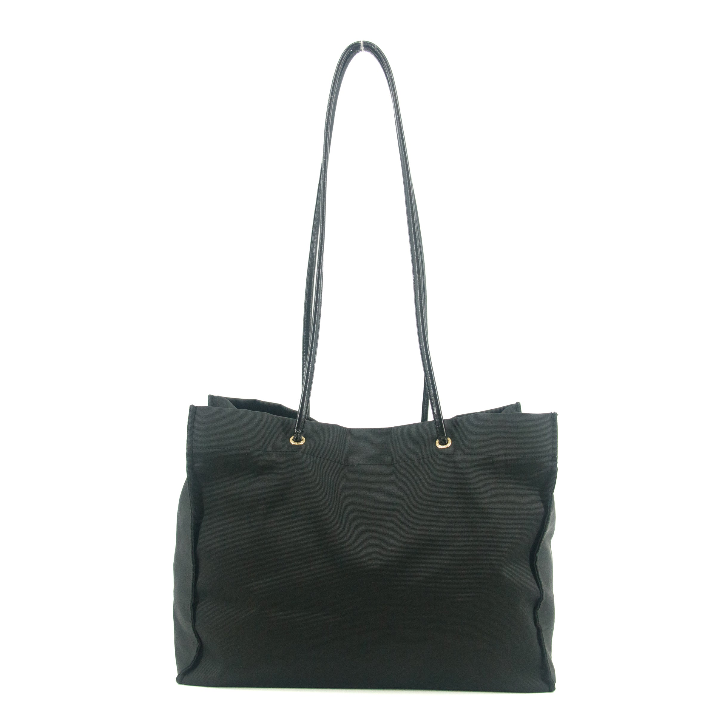 Fendi Shoulder Bag Zucchino Canvas Leather Black #9207