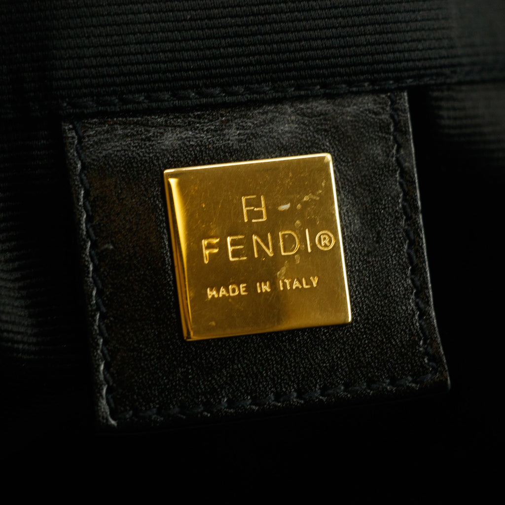 Fendi Shoulder Bag Zucchino Canvas Leather Black #9207