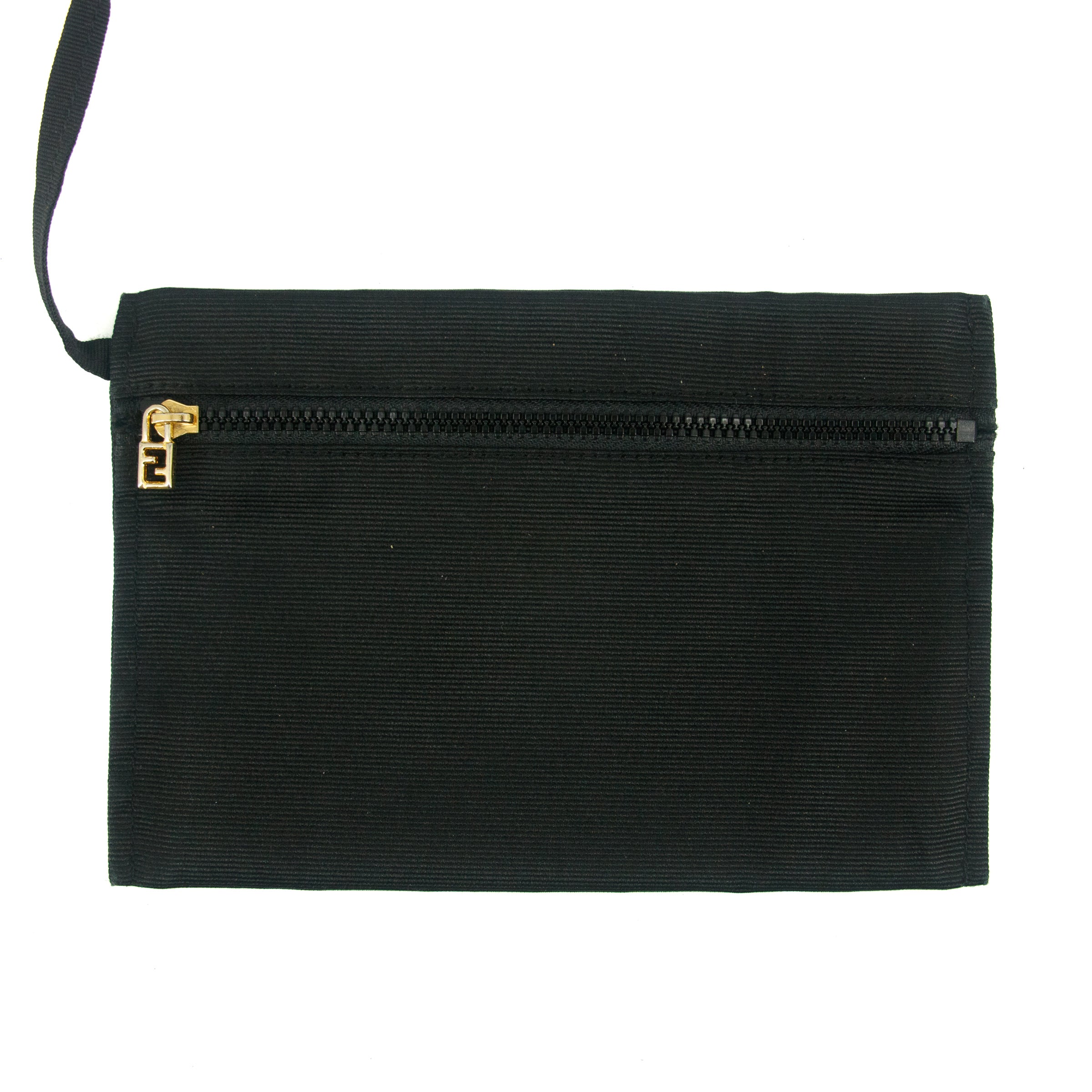 Fendi Shoulder Bag Zucchino Canvas Leather Black #9207