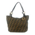 Fendi Shoulder Bag Zucca Canvas Leather Khaki Brown #9210