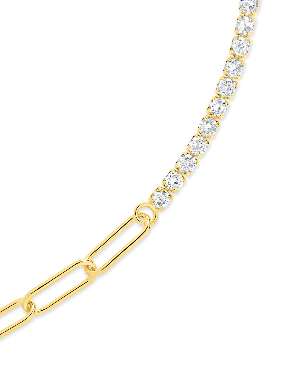 Sterling Silver CZ & Paperclip Chain Bracelet