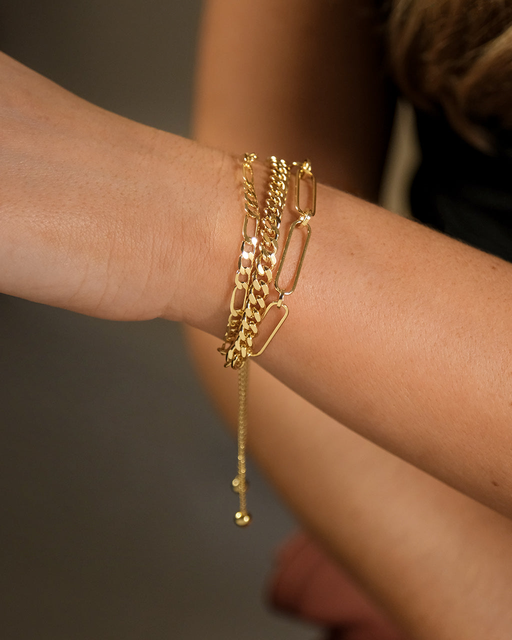 Layered Chain Bolo Bracelet