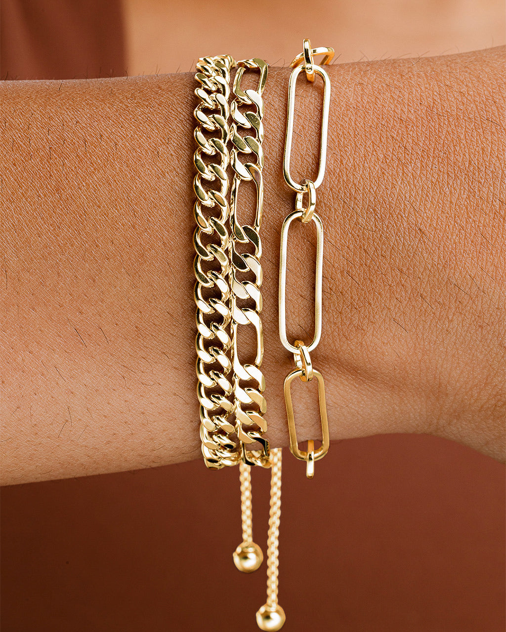 Layered Chain Bolo Bracelet