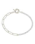 Sterling Silver CZ & Paperclip Chain Bracelet