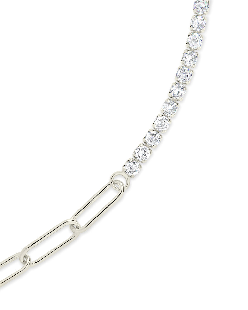 Sterling Silver CZ & Paperclip Chain Bracelet