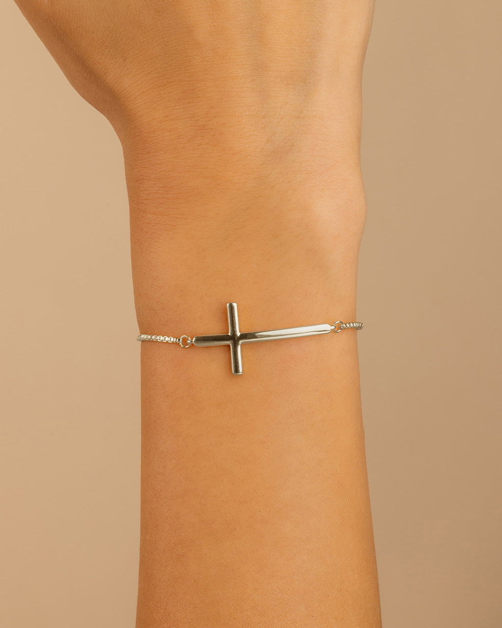 Polished Cross Bolo Bracelet