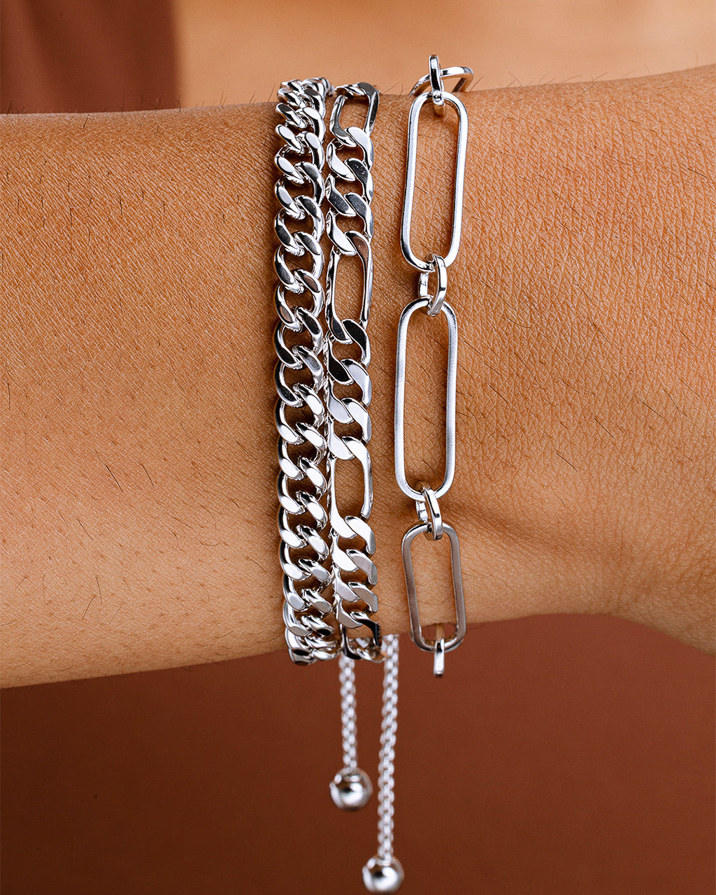 Layered Chain Bolo Bracelet