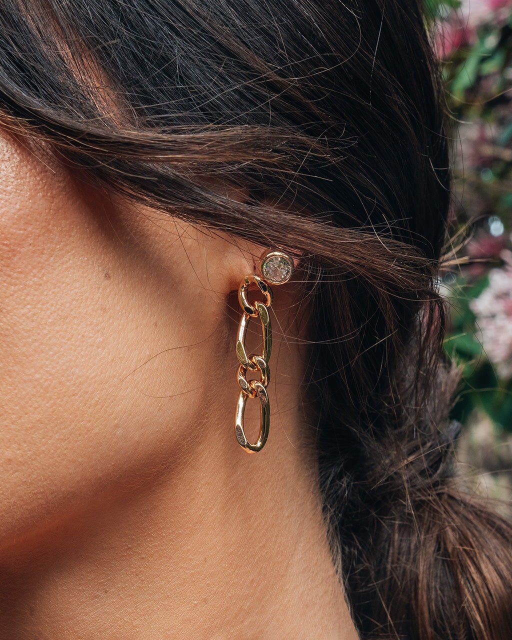 Jacqueline Chain Drop Stud Earrings