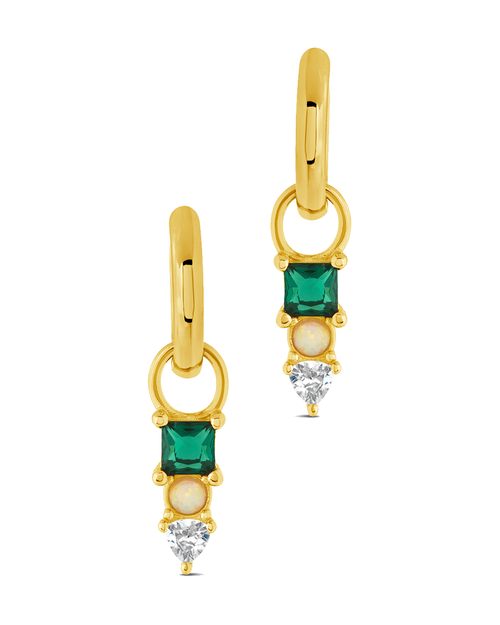 Harmony CZ & Opal Charm Hoop Earrings