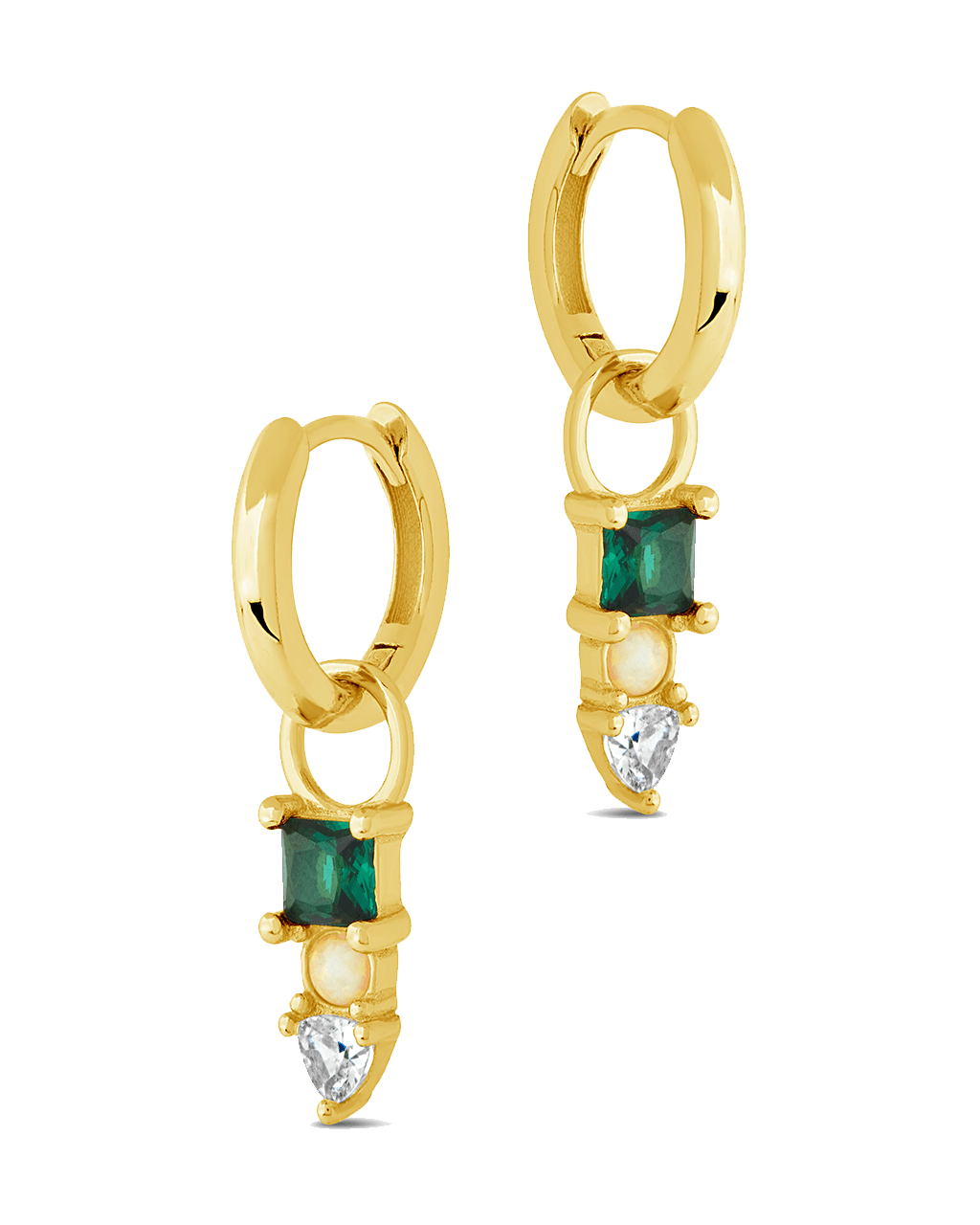 Harmony CZ & Opal Charm Hoop Earrings