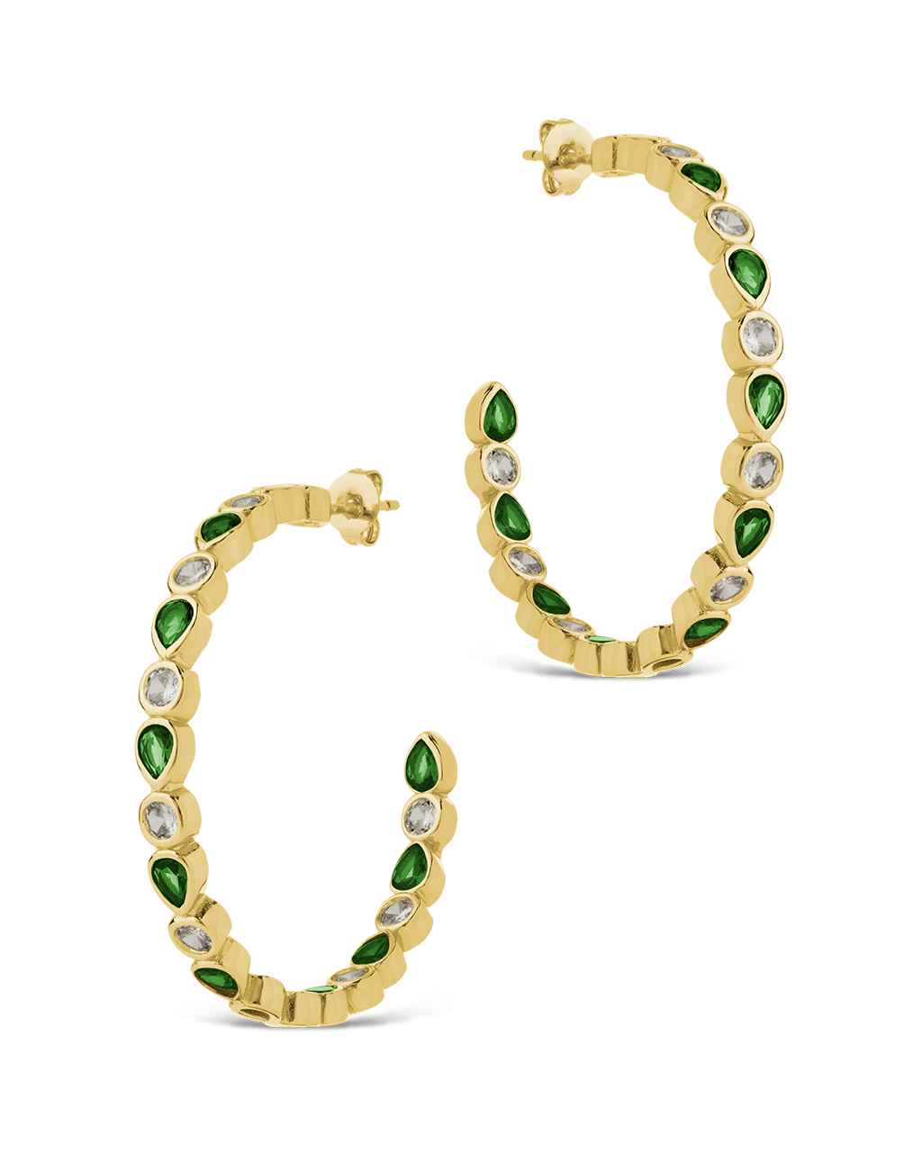Bezel Set Mixed CZ Hoops