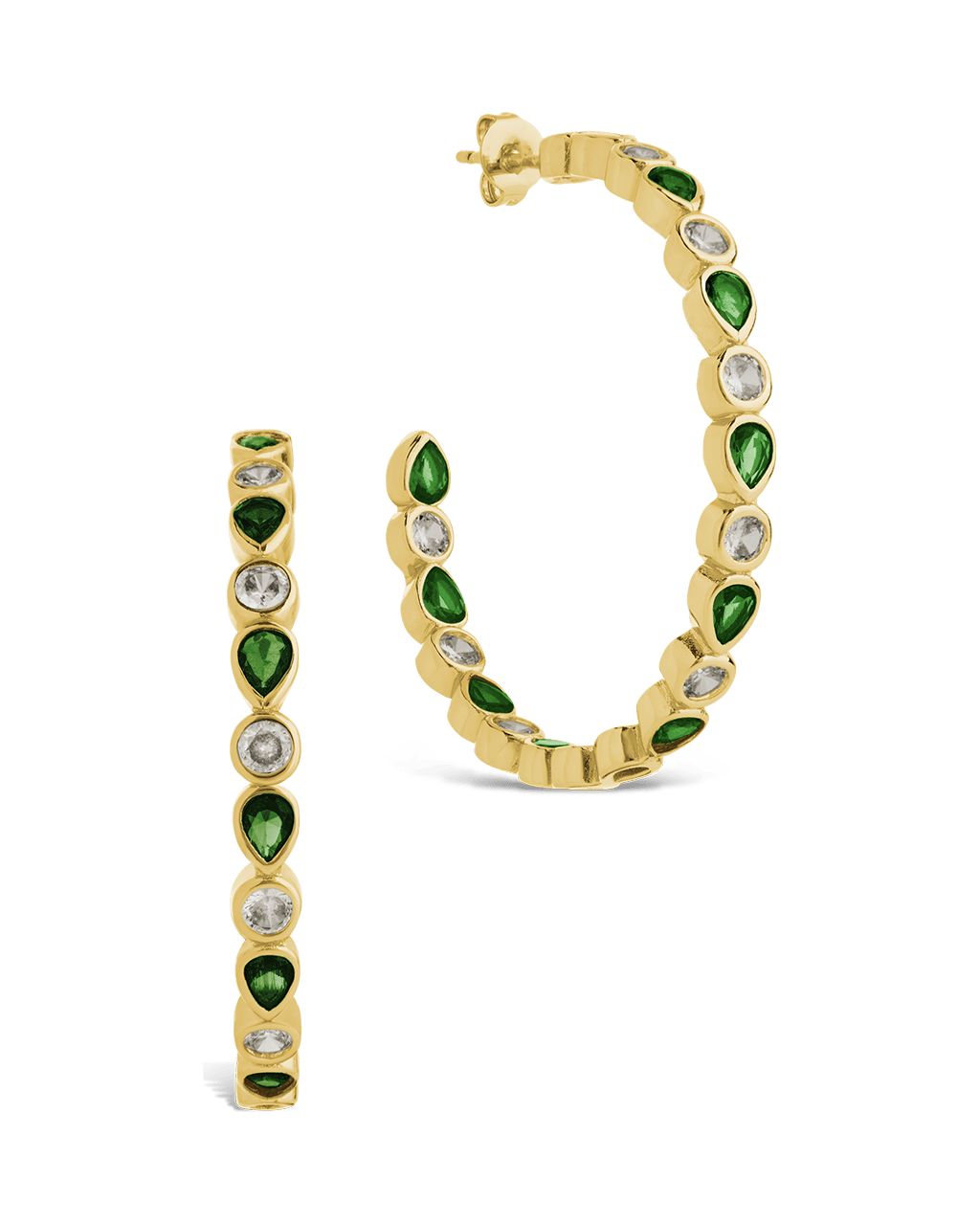 Bezel Set Mixed CZ Hoops