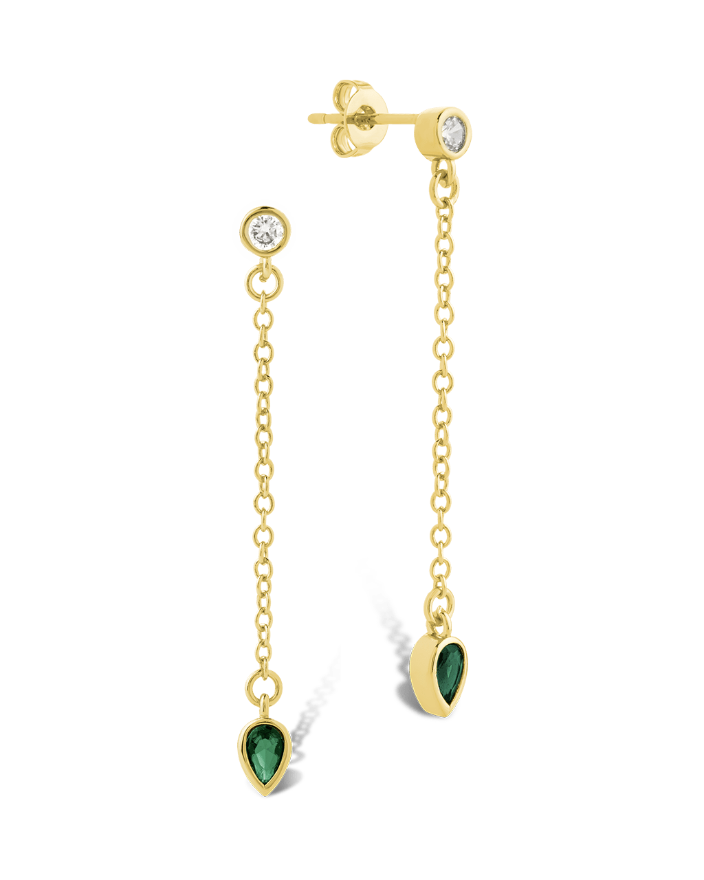 Delicate Chain Link CZ Drop Earrings