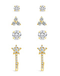 Sterling Silver 4pc Everyday CZ Earring Set