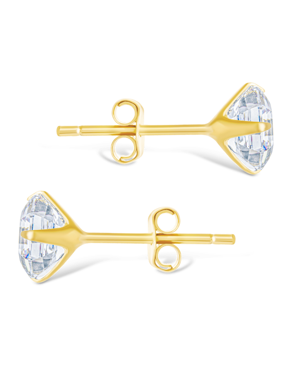Sterling Silver Asscher Cut Prong Set Stud Earrings