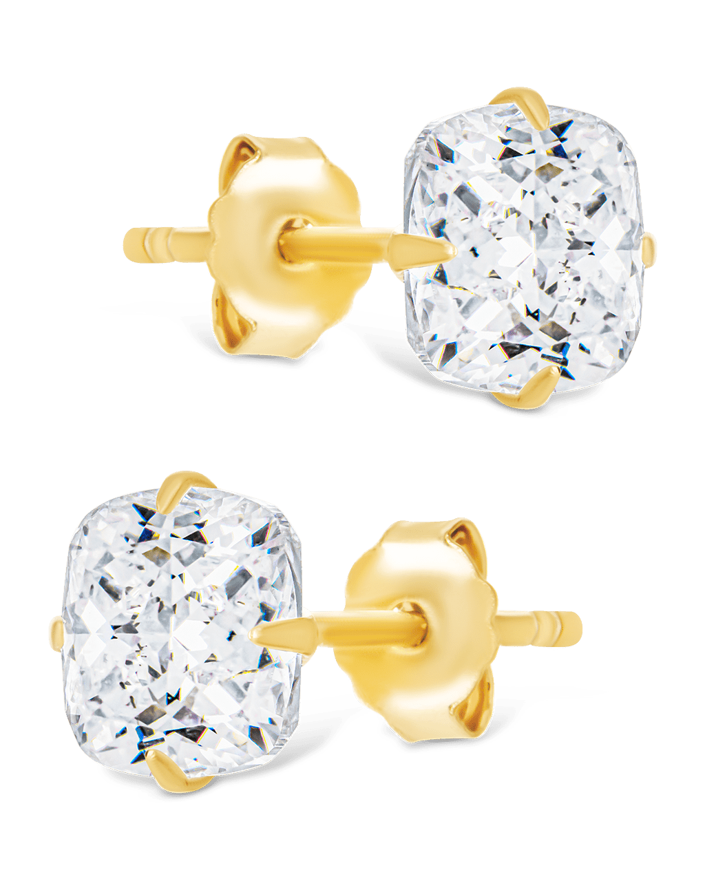 Sterling Silver Cushion Cut Prong Set Stud Earrings