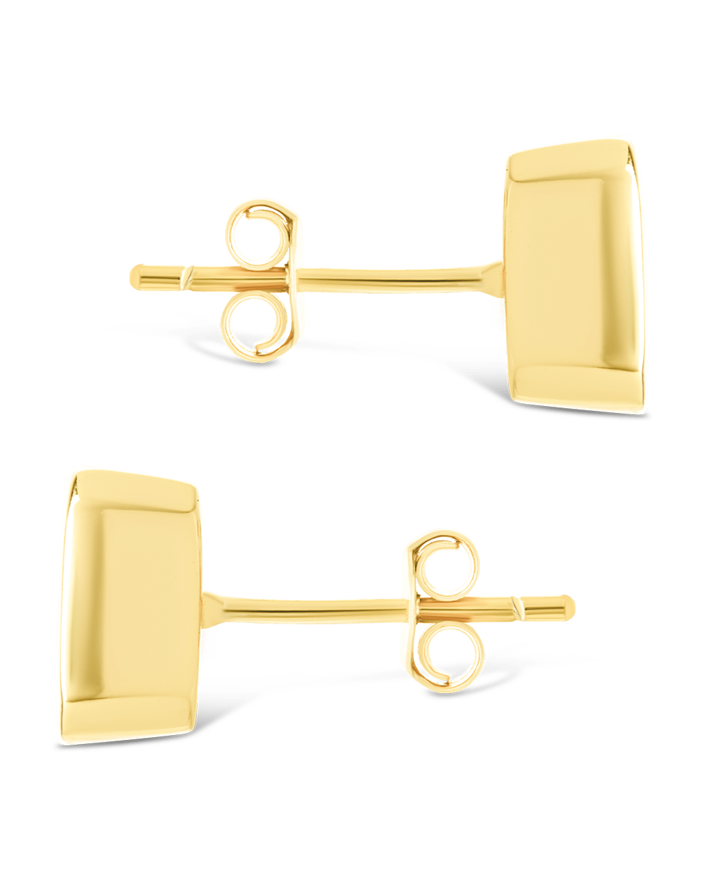 Sterling Silver Emerald Cut Bezel Set Stud Earrings