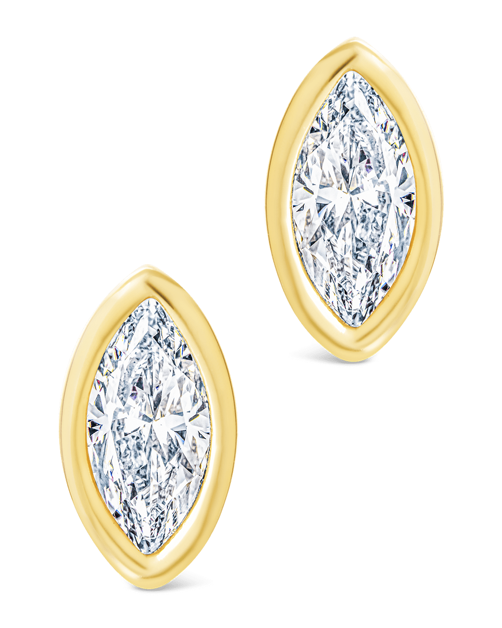 Sterling Silver Marquise Cut Bezel Set Stud Earrings