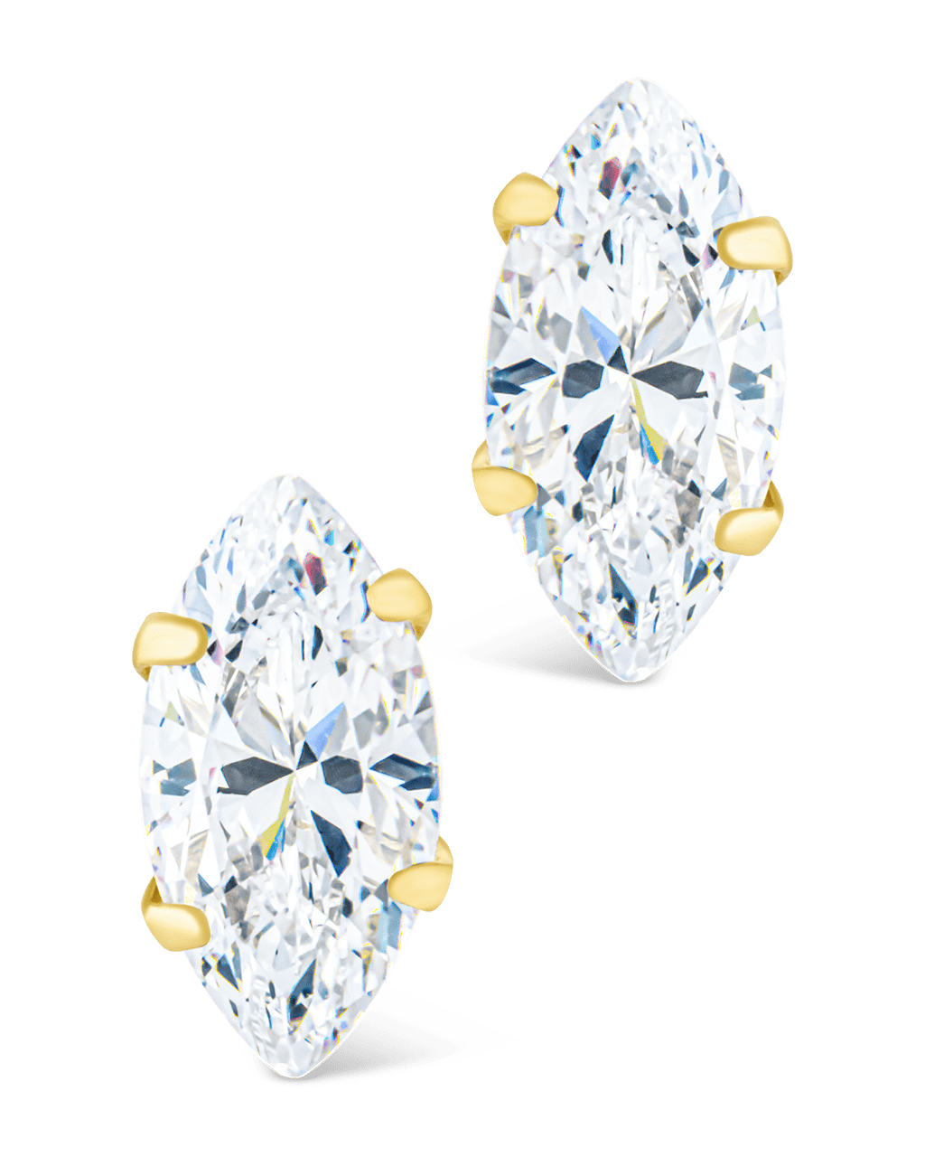 Sterling Silver Marquise Cut Prong Set Stud Earrings