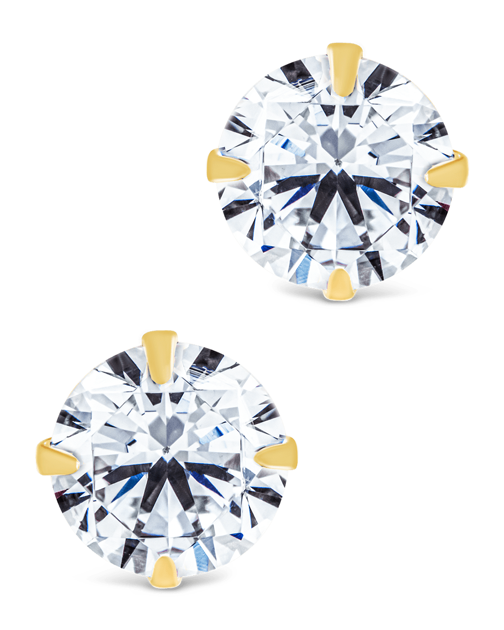 Sterling Silver Round Cut Prong Set Stud Earrings