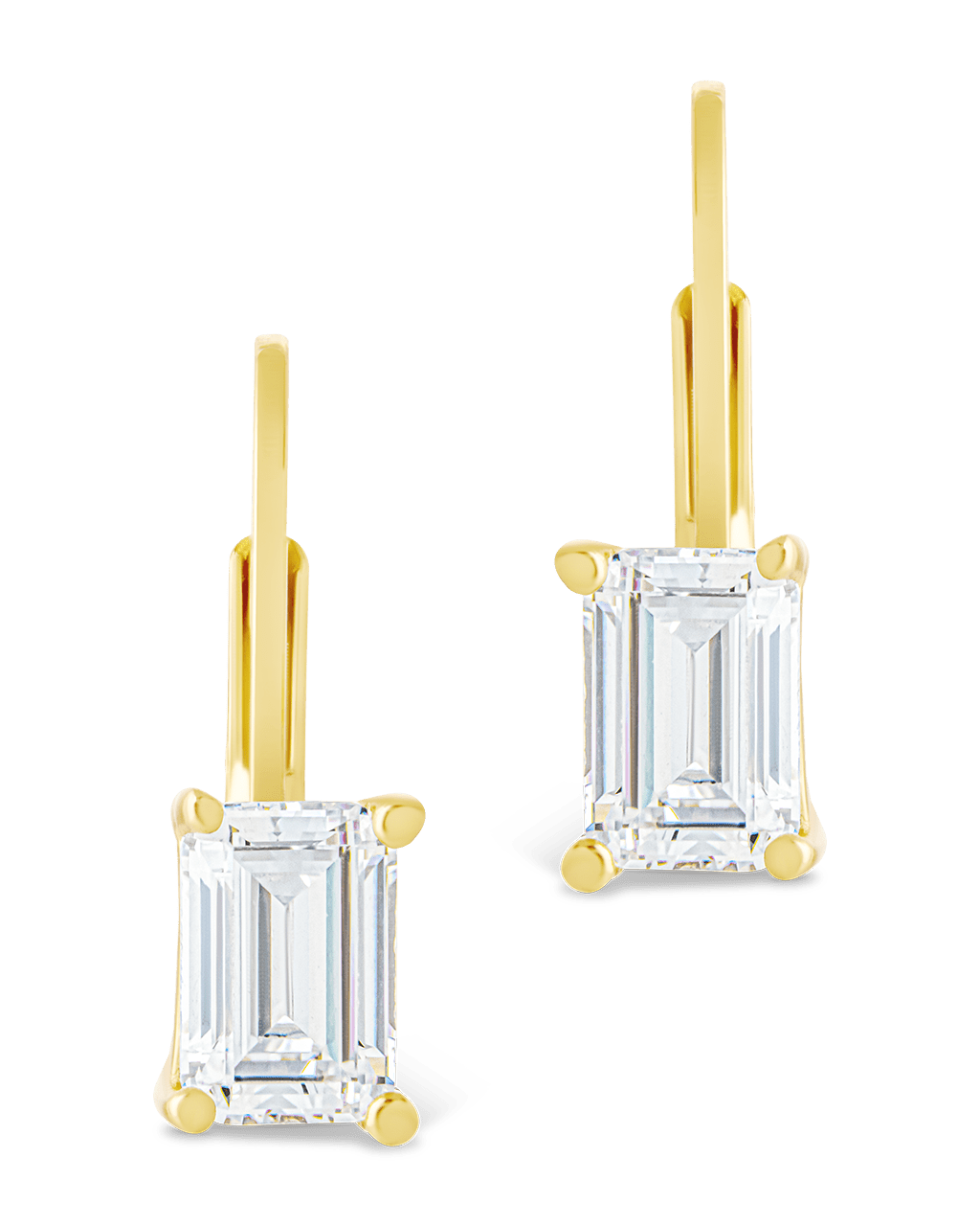 Sterling Silver Emerald Cut French Clip Earrings