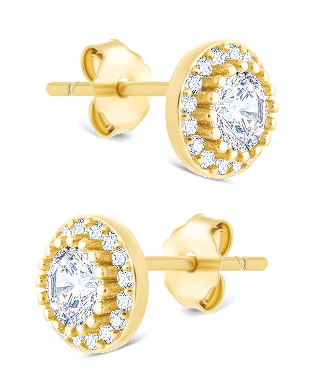 Sterling Silver Round Cut Brilliant Halo Studs
