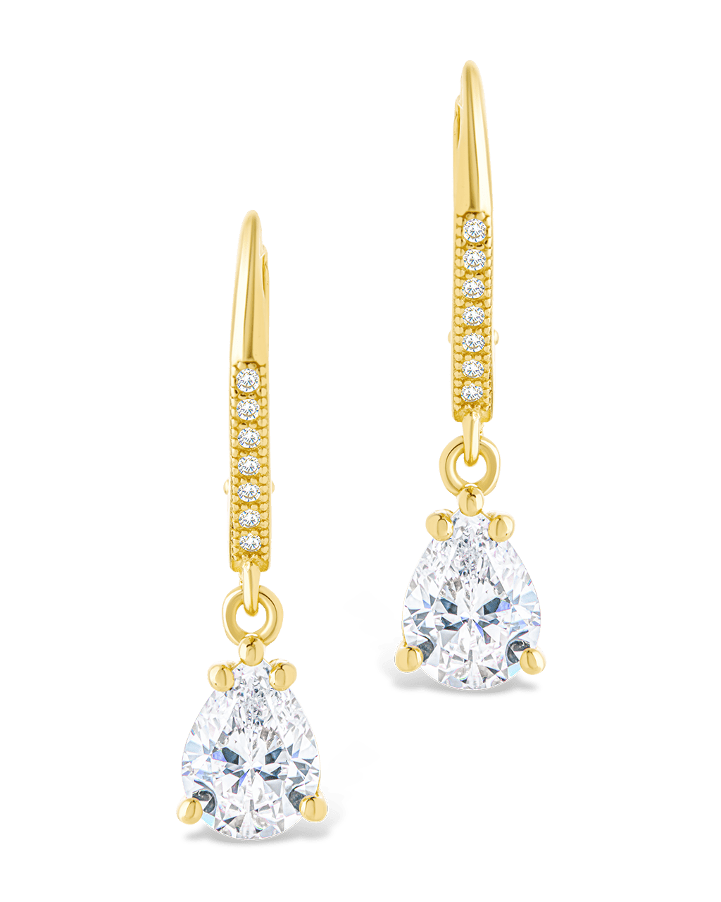 Sterling Silver Angelica Pear Cut CZ French Clip Earrings